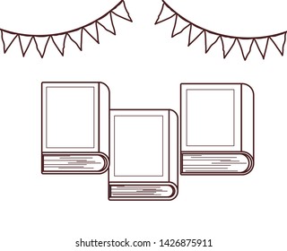 Group of books and banner pennant design