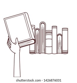 Group of books and banner pennant design