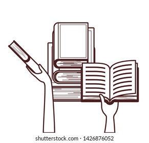 Group of books and banner pennant design