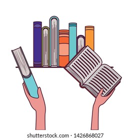 Group of books and hand design