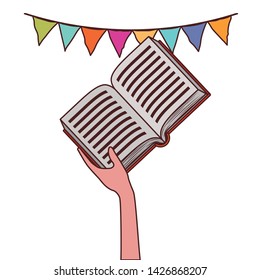 Group of books and hand design