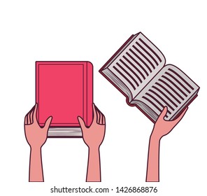 Group of books and hand design