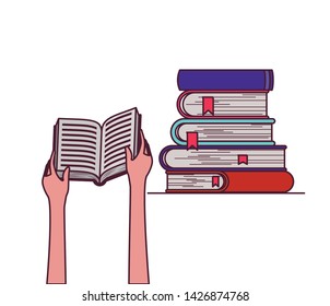 Group of books and hand design