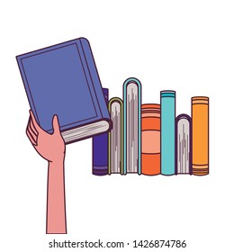 Group of books and hand design