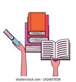 Group of books and hand design