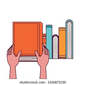 Group of books and hand design