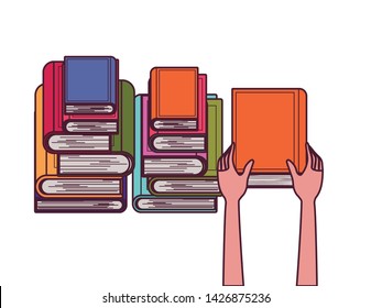 Group of books and hand design