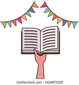 Group of books and hand design