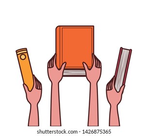 Group of books and hand design