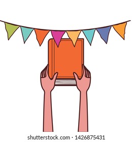 Group of books and hand design