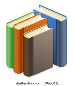 Group of books. Upright books. Library.