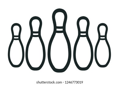 Group bowling pins, bowling bowls - vector