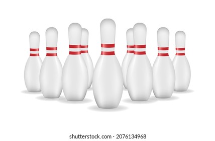 Group of bowling pins isolated on white background, vector