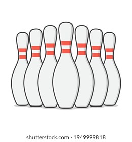 Gruppe von Bowling Pins Vektorsymbol Illustration. Bowling Pins Sport Flat Icon