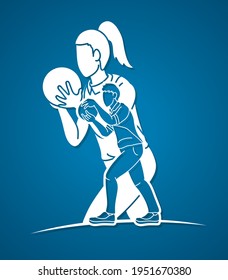 Group of Bowling Sport Players Men and Women Pose Cartoon Graphic Vector