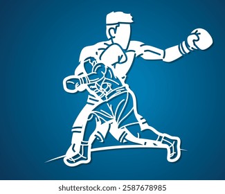 Group of Boxer Ultimate Fighter Boxing Sport Mix Action Muay Thai Cartoon Graphic Vector