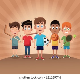 group boy sport exercise game