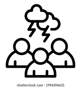 Gruppe Brainstorming Symbol. Outline Group-Brainstorming-Vektorsymbol für Webdesign einzeln auf weißem Hintergrund