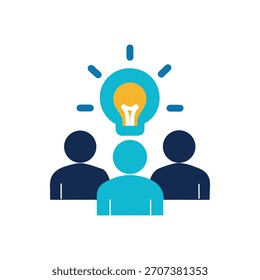 Grupo Brainstorming y Equipo Idea Generación Flat Icon con Bombilla
