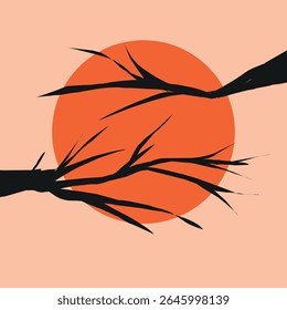 group of branch of trees in evening scene. vector stock.eps