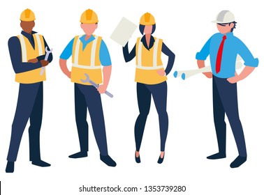 group of builders working