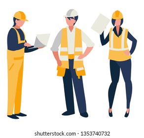 group of builders working