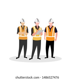 Group of builders working with safety equipment vector illustration