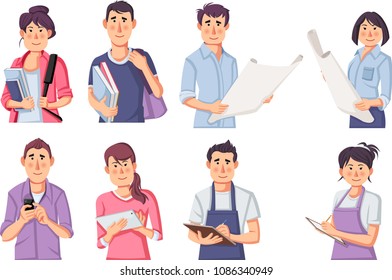 Group of business cartoon young people