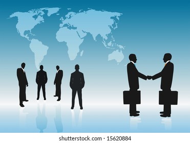 Group of business with the digital world as a background.