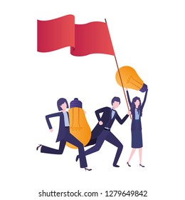 group of business with flag character