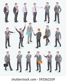 Group of business man isometric design. Vector illustrations.