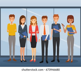 Group of business man and business woman. Business team and teamwork people characters.
