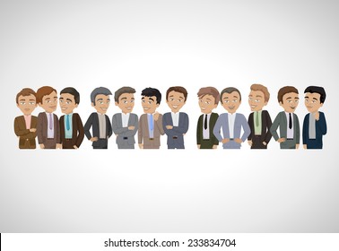 Group Of Business Men - Isolated On Gray Background - Vector Illustration, Graphic Design Editable For Your Design - Shutterstock ID 233834704