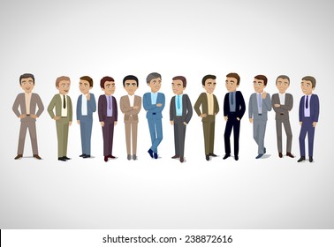 Group Of Business Men - Isolated On Gray Background - Vector Illustration, Graphic Design Editable For Your Design. Business Concept 