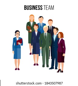 Group of business men and women,  formally dressed working in office, isolated on white background. Business team and teamwork concept. Flat design people characters. vector illustration.