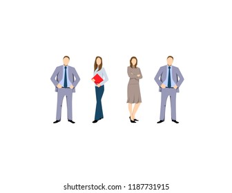 Group of business men and women, working people on white background. Business team and teamwork concept. Group of Business People Isolated