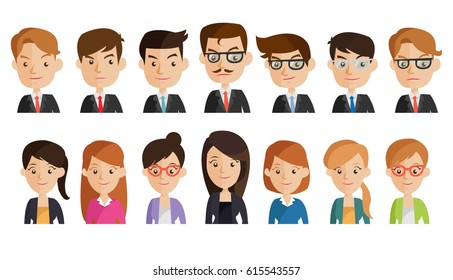 Group of business men and women, working people on white background. Business team and teamwork concept. Flat design people characters.