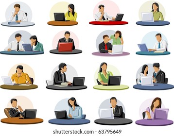Group of business and office people on table