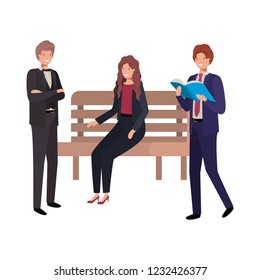 group of business in park chair avatar character
