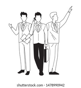 Group of business partners with business and symbols, executive entrepreneur teamwork ,vector illustration graphic design.