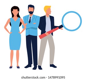 Group of business partners with business and symbols, executive entrepreneur teamwork ,vector illustration graphic design.