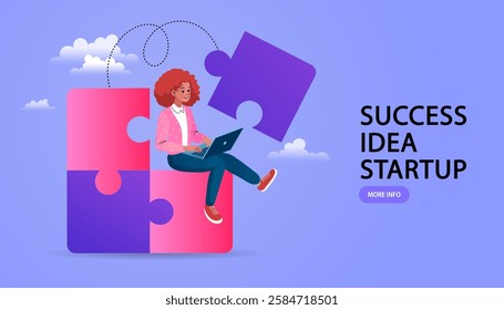Group of business people assembling jigsaw puzzle and represent team support. Concept of teamwork, business cooperation, collective project work. solving problems. vector illustration.