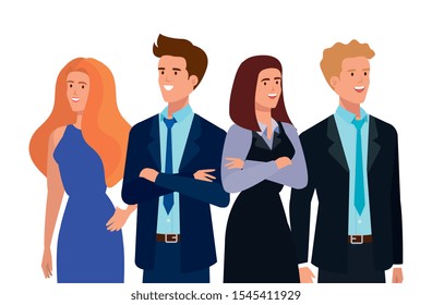 group of business people avatar character vector illustration design