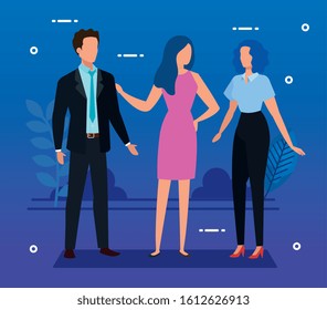 group of business people avatar characters vector illustration design