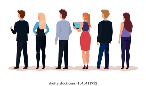 group business people of back avatar character vector illustration design