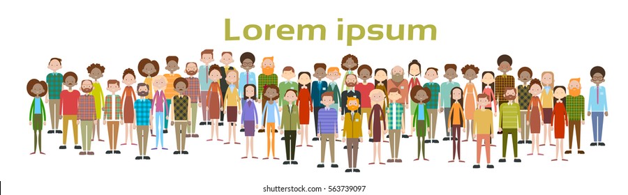 Group of Business People Big Crowd Businesspeople Mix Ethnic Diverse Flat Vector Illustration