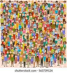 Group Of Business People Big Crowd Businesspeople Mix Ethnic Diverse Flat Vector Illustration