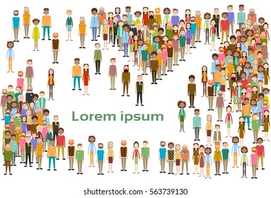 Group of Business People Big Crowd Businesspeople Mix Ethnic Diverse Flat Vector Illustration