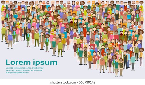 Group Of Business People Big Crowd Businesspeople Mix Ethnic Diverse Flat Vector Illustration