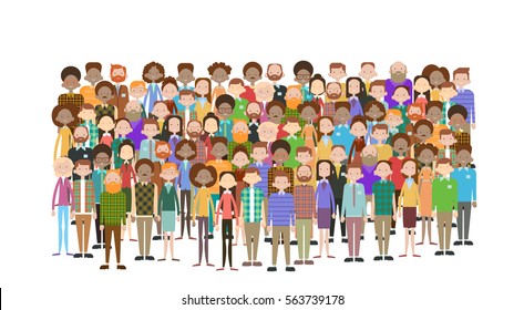 Group of Business People Big Crowd Businesspeople Mix Ethnic Diverse Flat Vector Illustration